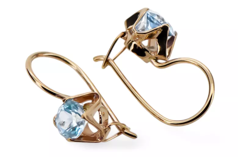 Vintage style Earrings Aquamarine Original Vintage 14K Rose Gold vec142r